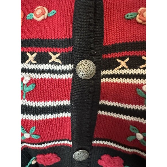 BFA 1X Cardigan, embroidered flowers, multicolored, arty, art to wear, classic - Picture 4 of 8